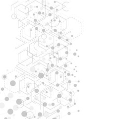 Structure molecule and communication. Dna, atom, neurons. Abstract polygonal structure with connecting dots and lines. Medical, technology, chemistry, science background. Vector illustration.
