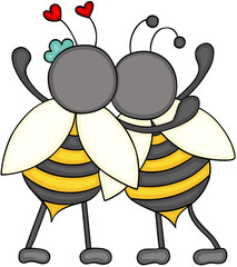 Couple of bees huggeding of back

