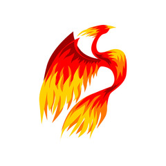 Phoenix bird, fairy firebird vector Illustration isolated on a white background