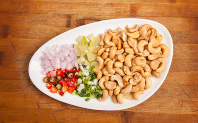 Nuts and spices for cooking - for food background