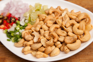 Nuts and spices for cooking - for food background