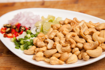 Nuts and spices for cooking - for food background