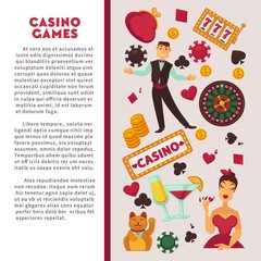 Casino poker game vector poster