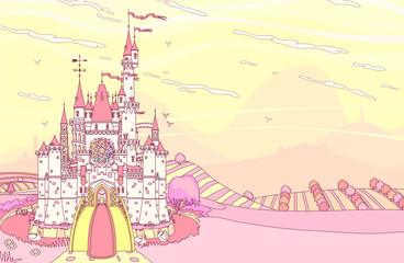 
vector Wonderland royal panoramic сastle fortress 