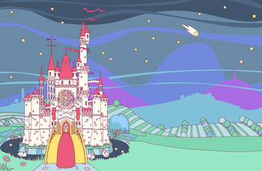 
vector Wonderland royal panoramic сastle fortress 