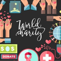 Fototapeta na wymiar World charity and social help vector poster