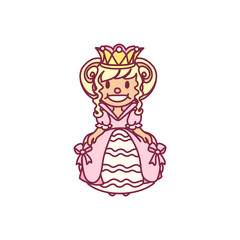 vector little princess girl, queen pop art pattern