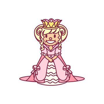 vector little princess girl, queen pop art pattern