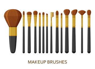 Make up brushes set. Cosmetic icons collection. Vector illustration.