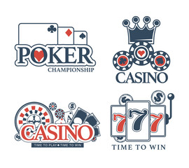 Casino poker gamble game vector icons