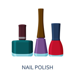 Nail polish set. Cosmetic icons collection. Vector illustration