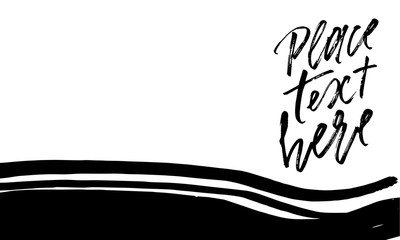 Ink painted black background in shape of wave.