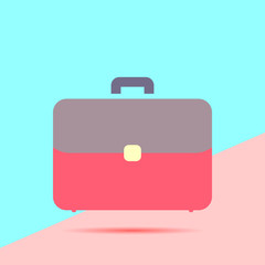 flat modern pastel colored portfolio briefcase icon with shadow on pink and blue background
