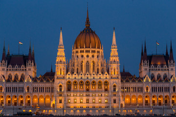 Fototapeta na wymiar The Hungarian Parliament Building on the bank of the Danube in Budapest
