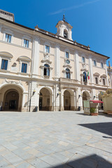 Obraz premium Tourist view of Rieti, in Lazio, Italy. The Town Hall in Vittorio Emanuele II square