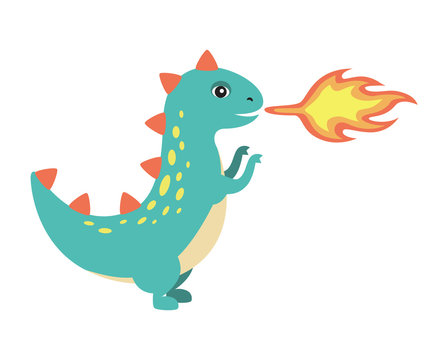 Dinosaur Making Fire Image Vector Illustration