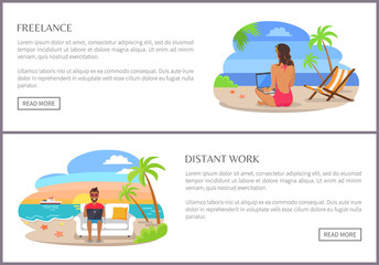 Freelance and Distant Work Page Vector Illustration