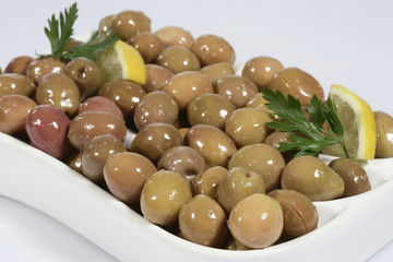 Green olives in the bow