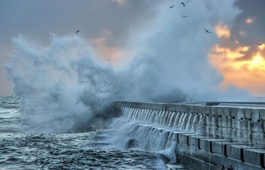 Storm in Oporto lighthouse, Portugal
