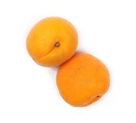 Fresh apricot fruits isolated on white background, top view