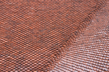 red roof tiles of asian temple