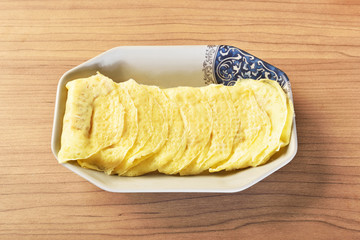 Egg dumplings on the plate.