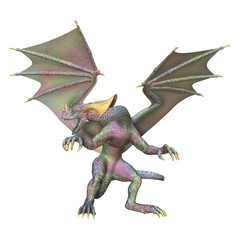3D Rendering Fantasy Dragon on White