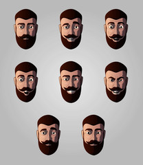 emotions on the face of the hipster without glasses