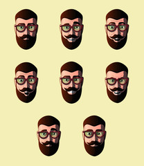 emotions on the face of the hipster glasses