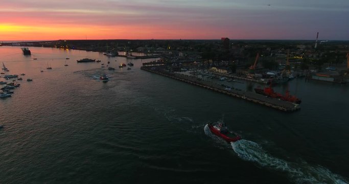 AERIAL: Klaipeda boat parade in Curonian Lagoon, Lithuania. The mid-May event, dedicated to the European Maritime Day, has become one of the most social events in the city - 2