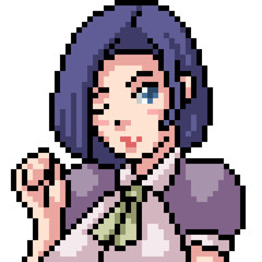 Obraz premium vector pixel art anime girl