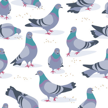 Gray Doves in Motion Seamless Pattern