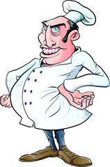 Cartoon chef with an evil grin
