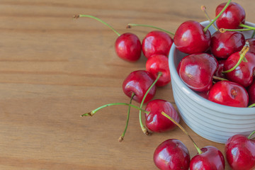 cherries in bowl closeup