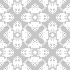 White floral seamless design on gray background