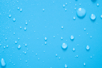 Water drops on blue background
