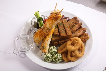 Assorted snacks to beer