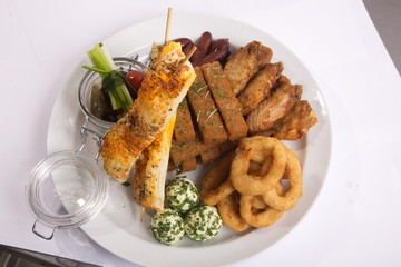 Assorted snacks to beer