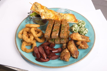 Assorted snacks to beer