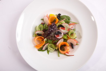 Vegetable salad with carrots and radishes