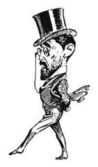 Man in tails, with a top hat and glasses  #vector #isolated - Mann mit Zylinder, Frack und Brille