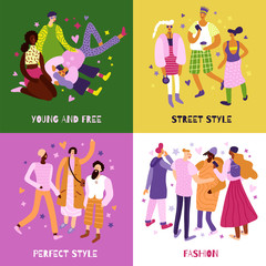 Street Fashion Concept Icons Set