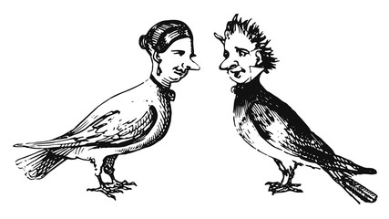 bird woman & bird man #vector #isolated - Vogelfrau & Vogelmann