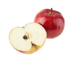 sliced red apple isolated on white background