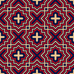 Geometric seamless pattern. Colored red and blue background