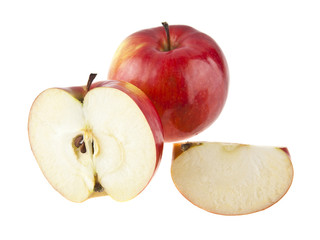 sliced red apple isolated on white background