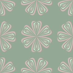 Fototapeta na wymiar Floral seamless pattern. Olive green background with pale pink flower elements