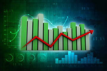3d rendering Stock market online business concept. business Graph 