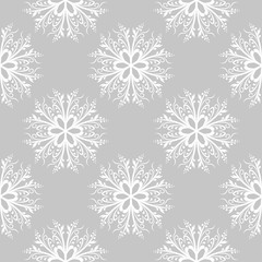 Gray and white floral seamless pattern