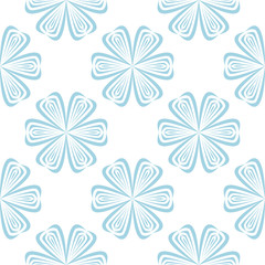 Blue floral seamless pattern on white background